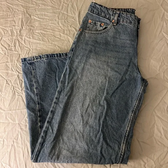 Motel Rocks - Roomy Extra Wide Low Rise Jeans in Vintage Blue Green - Picture 6 of 10